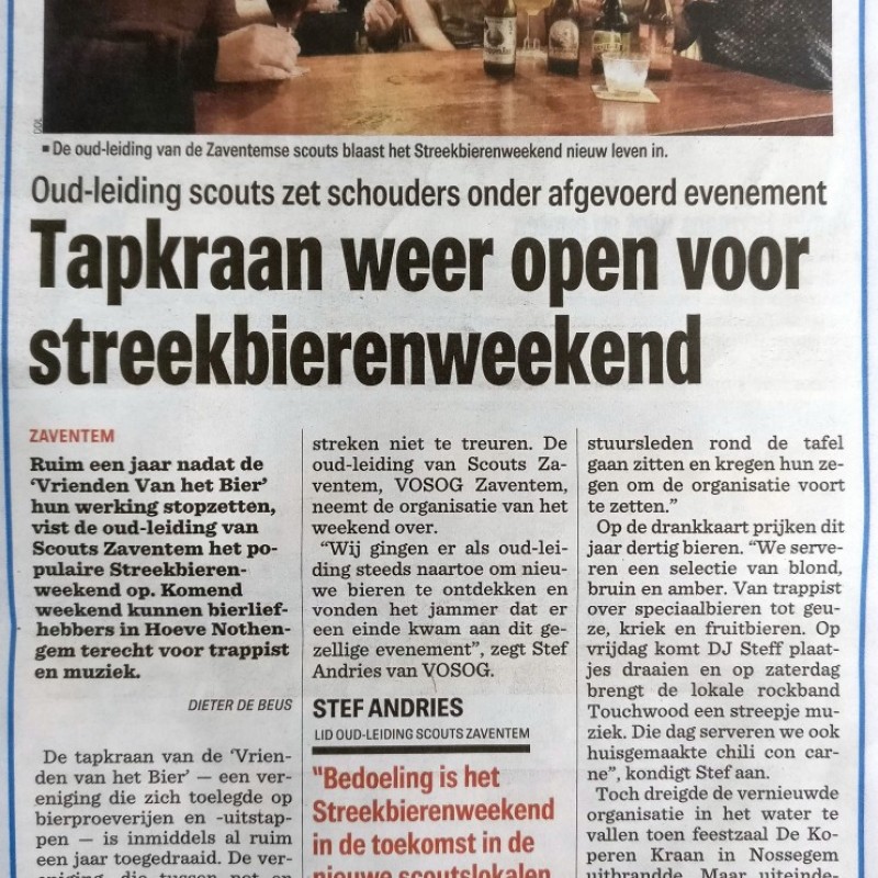 2017-10-11 Nieuwsblad - Streekbierenweekend Zaventem 